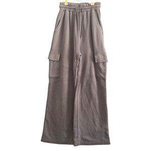 TIYA Cargo Sweatpants BLACK Joggers Elastic Drawstring Waist Wide Leg Women NO T